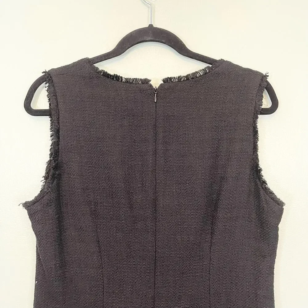 Karl Lagerfeld Paris Dress Womens 12 Black Fringes Mini Sheath Sleeveless NWOT - Picture 4 of 10